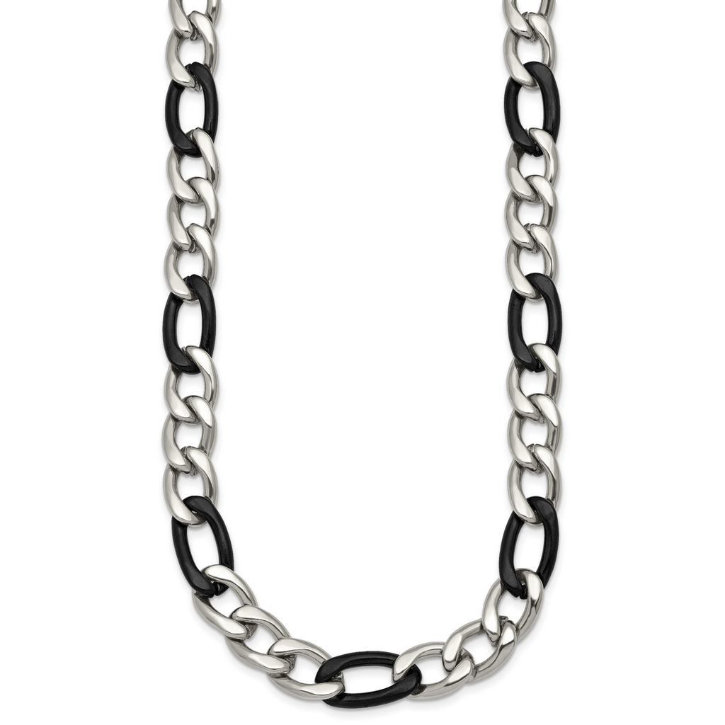 Polished Gold-Tone Stainless Steel Figaro Chain Necklace 9.3mm