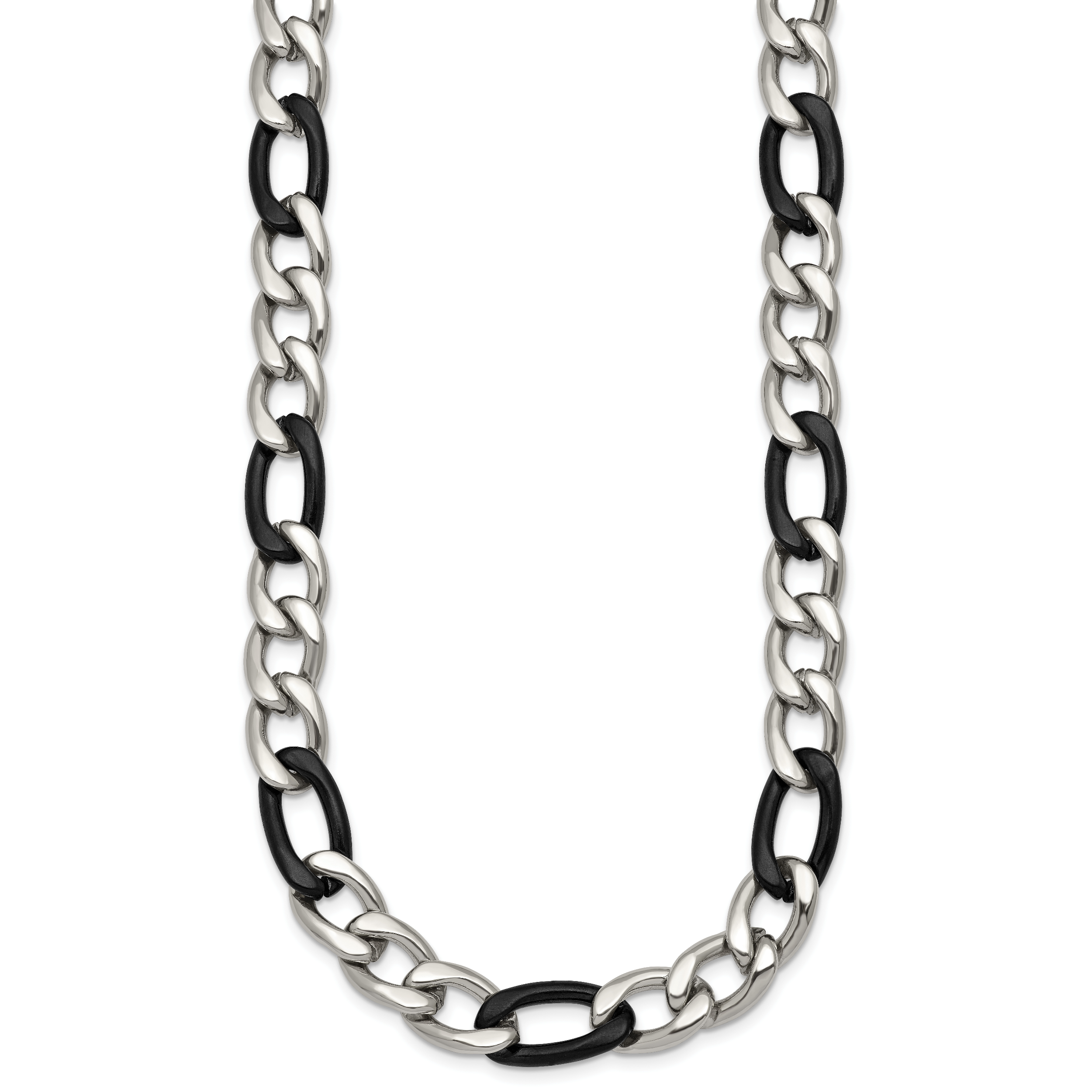 Polished Gold-Tone Stainless Steel Figaro Chain Necklace 9.3mm