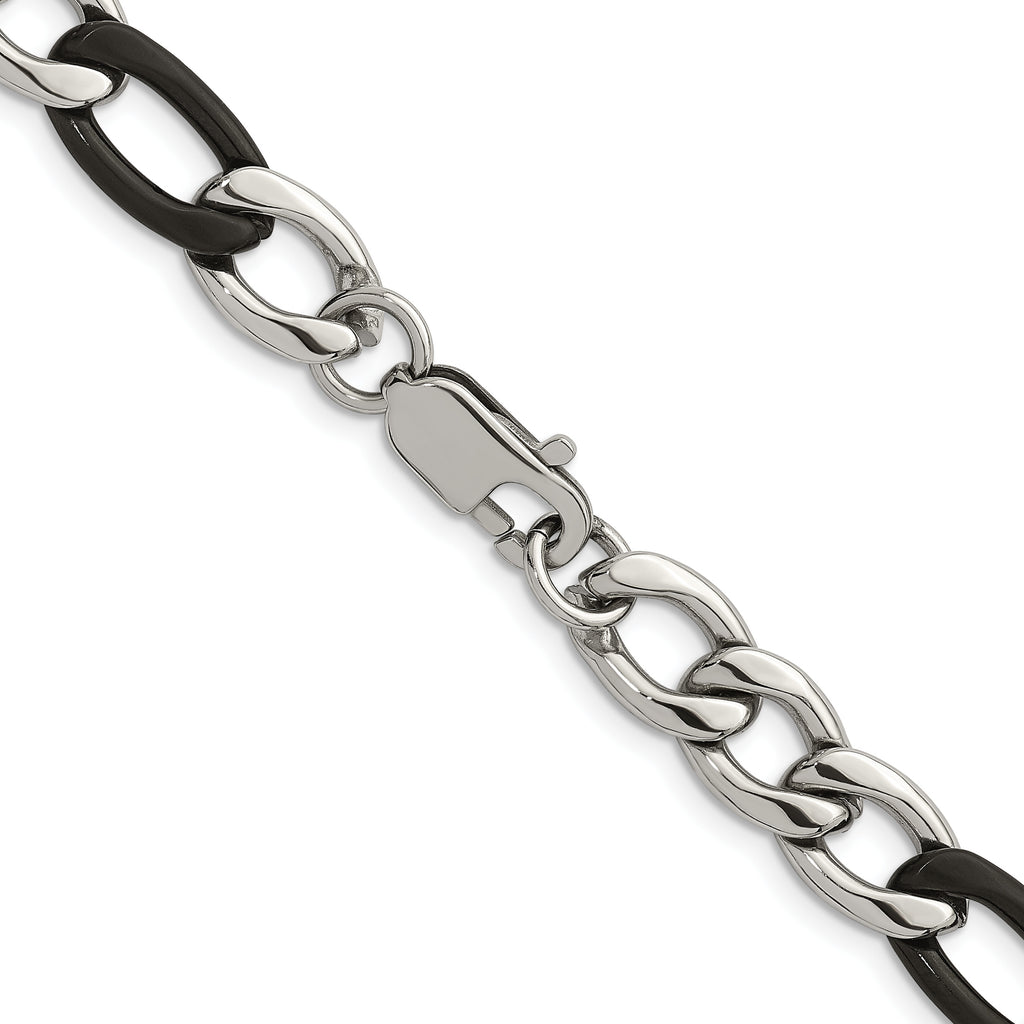 Polished Gold-Tone Stainless Steel Figaro Chain Necklace 9.3mm