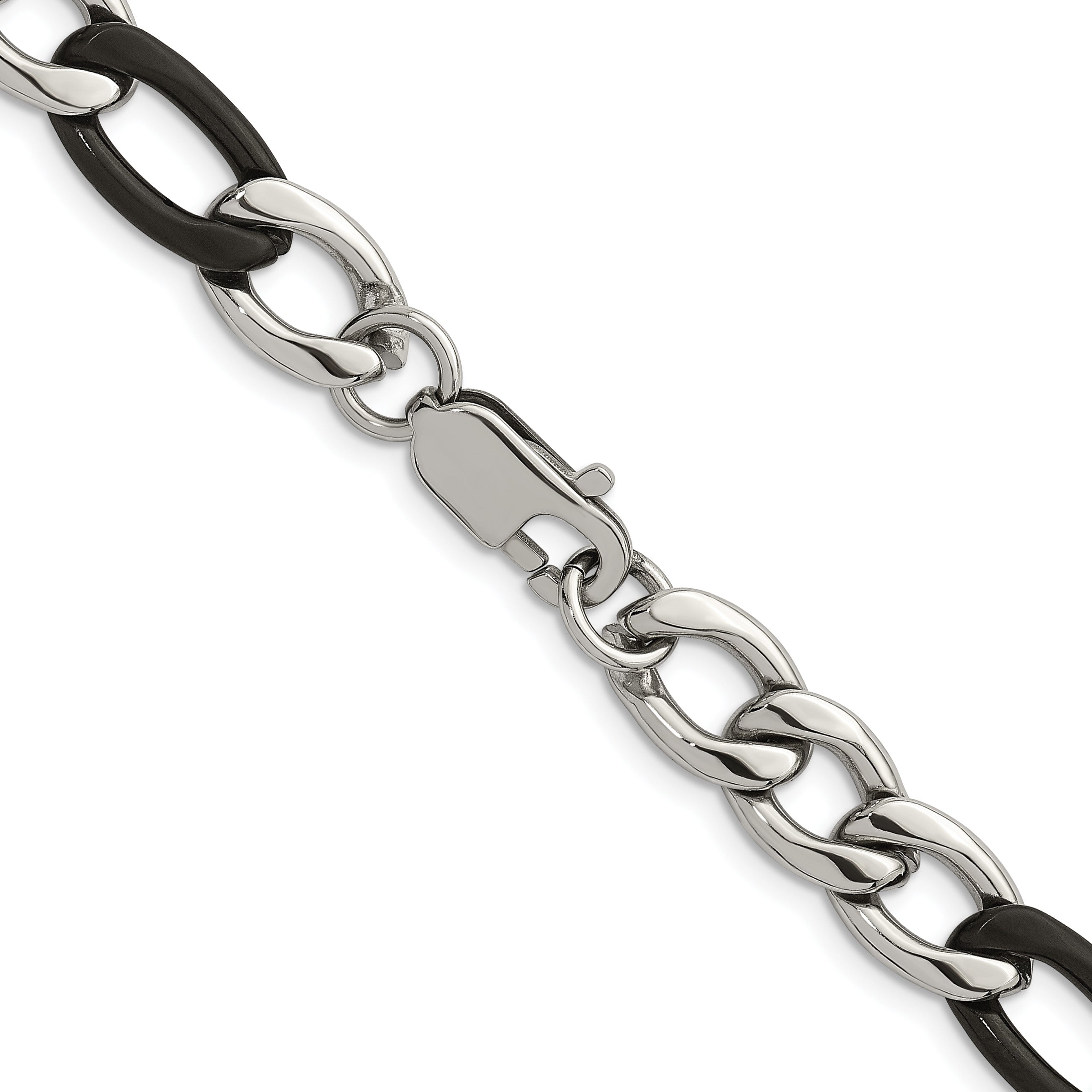 Polished Gold-Tone Stainless Steel Figaro Chain Necklace 9.3mm