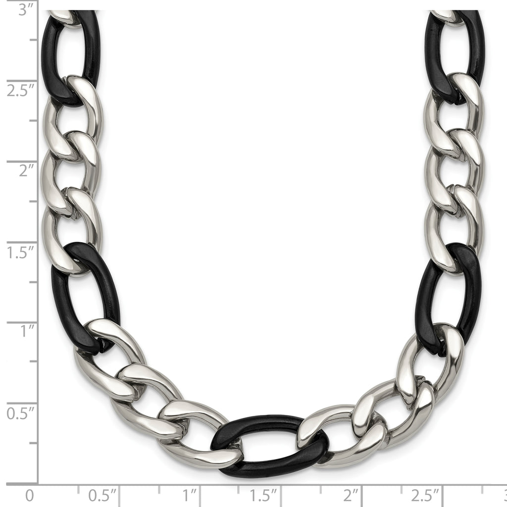 Polished Gold-Tone Stainless Steel Figaro Chain Necklace 9.3mm