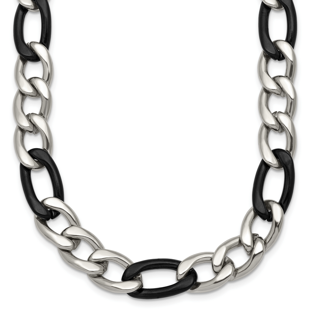 Polished Gold-Tone Stainless Steel Figaro Chain Necklace 9.3mm