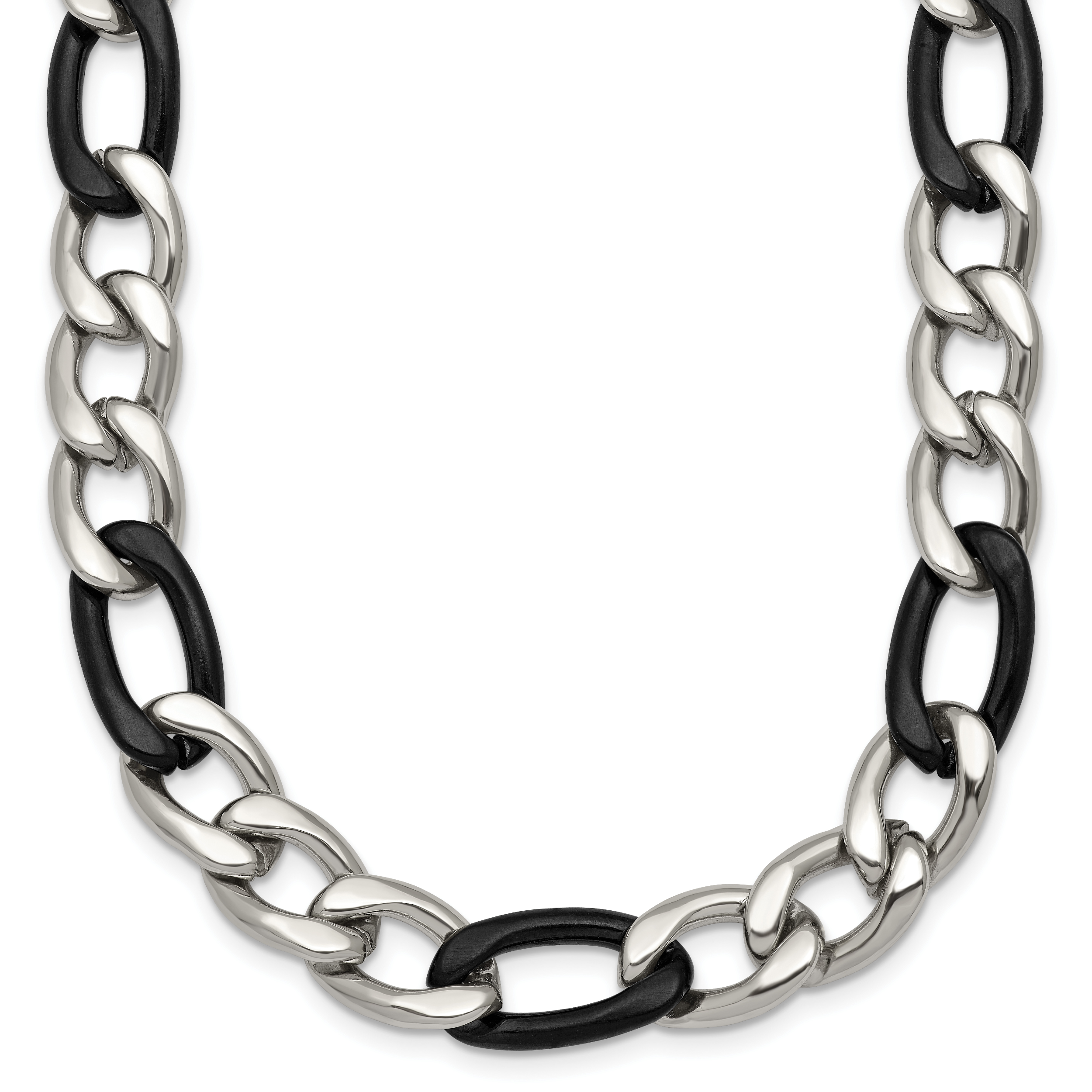 Polished Gold-Tone Stainless Steel Figaro Chain Necklace 9.3mm