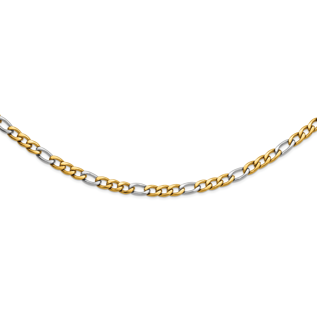 Polished Gold-Tone Stainless Steel Figaro Chain Necklace 9.3mm 20in
