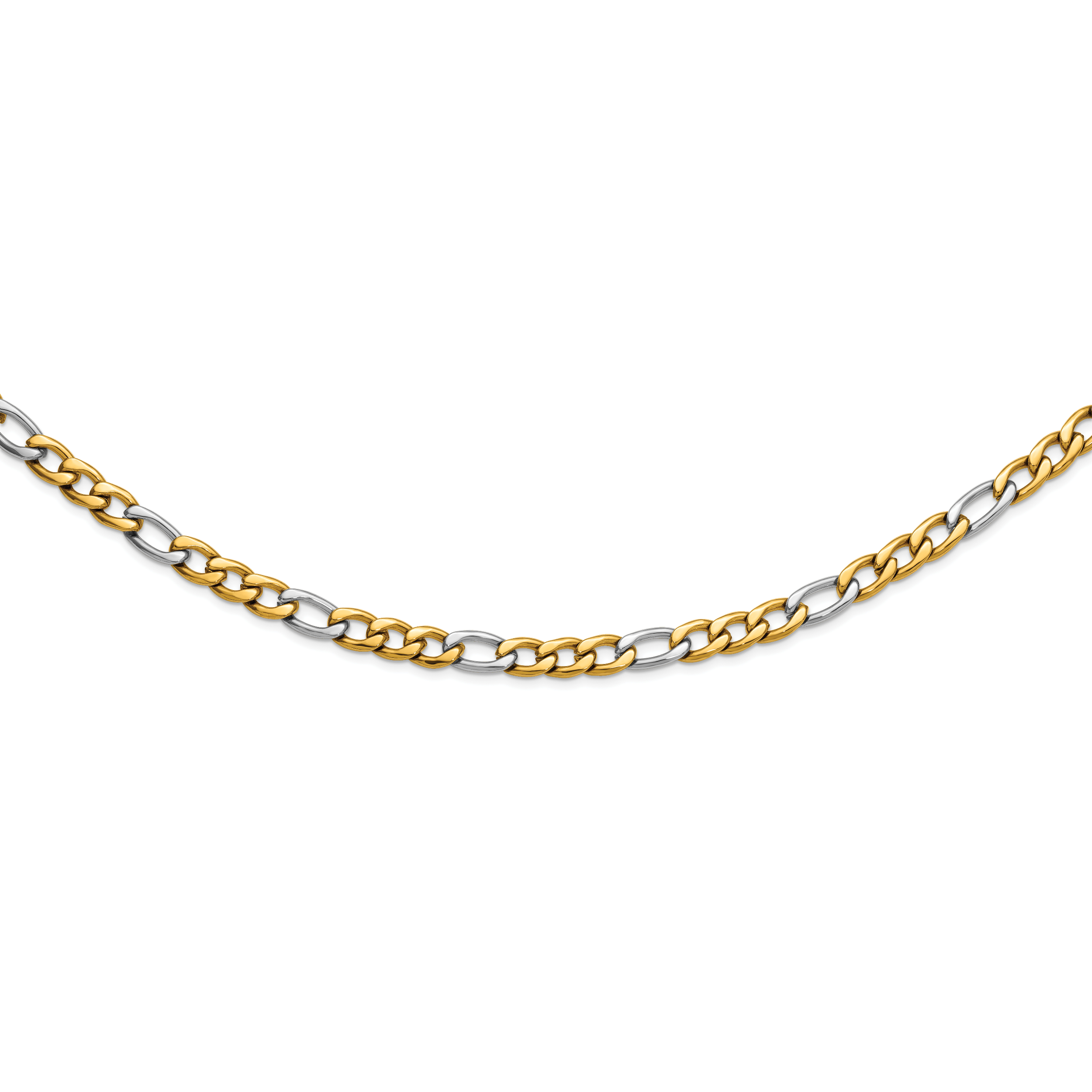 Polished Gold-Tone Stainless Steel Figaro Chain Necklace 9.3mm 20in