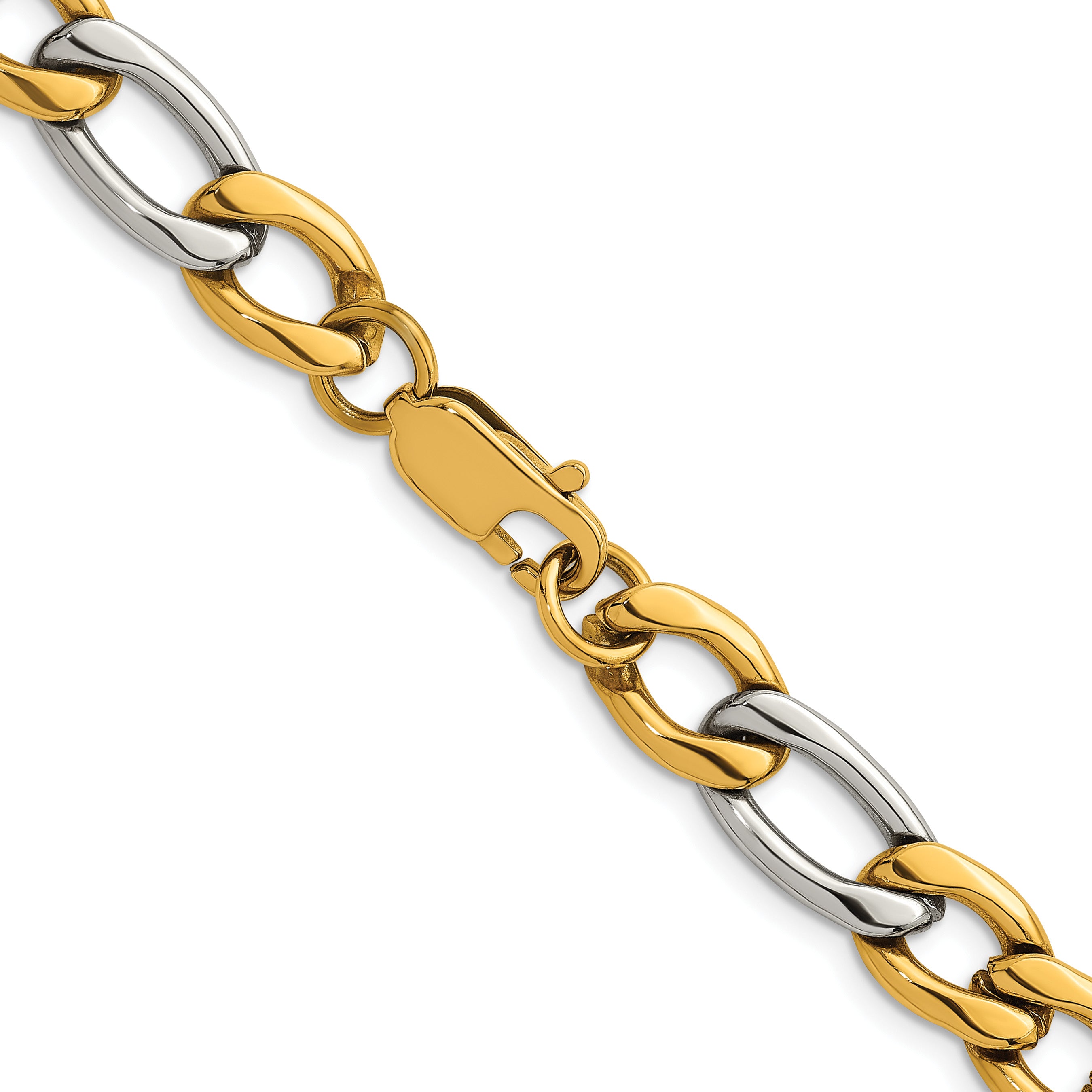 Polished Gold-Tone Stainless Steel Figaro Chain Necklace 9.3mm 20in