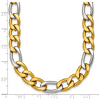 Polished Gold-Tone Stainless Steel Figaro Chain Necklace 9.3mm 20in