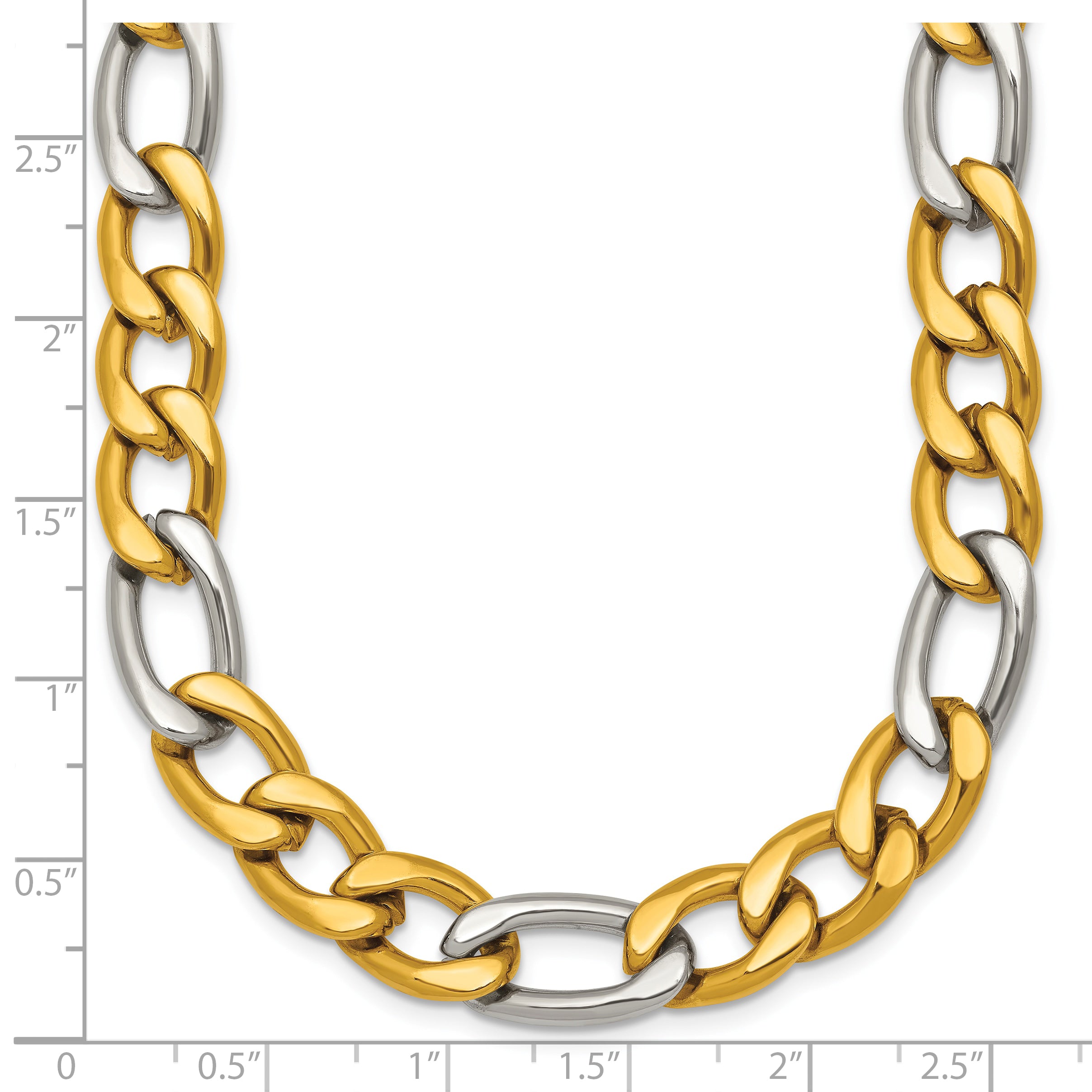 Polished Gold-Tone Stainless Steel Figaro Chain Necklace 9.3mm 20in