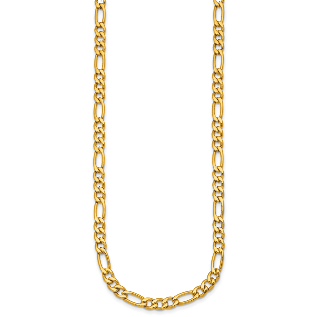 Polished Gold-Tone Stainless Steel Figaro Chain Necklace 4.5mm 20in