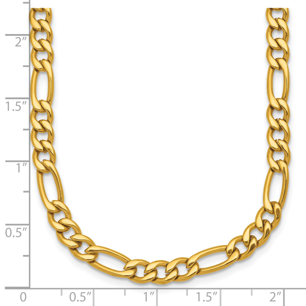 Polished Gold-Tone Stainless Steel Figaro Chain Necklace 4.5mm 20in