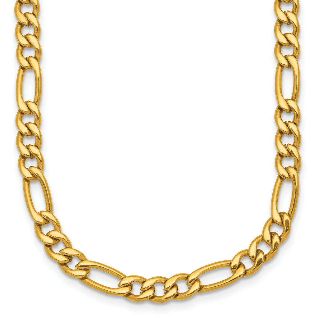 Polished Gold-Tone Stainless Steel Figaro Chain Necklace 4.5mm 20in