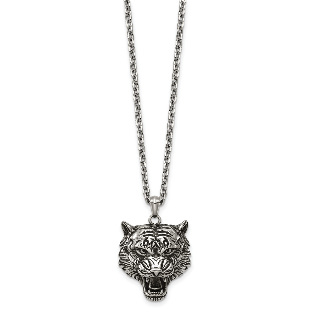 Antiqued Stainless Steel Rolo Chain Necklace 3.2mm