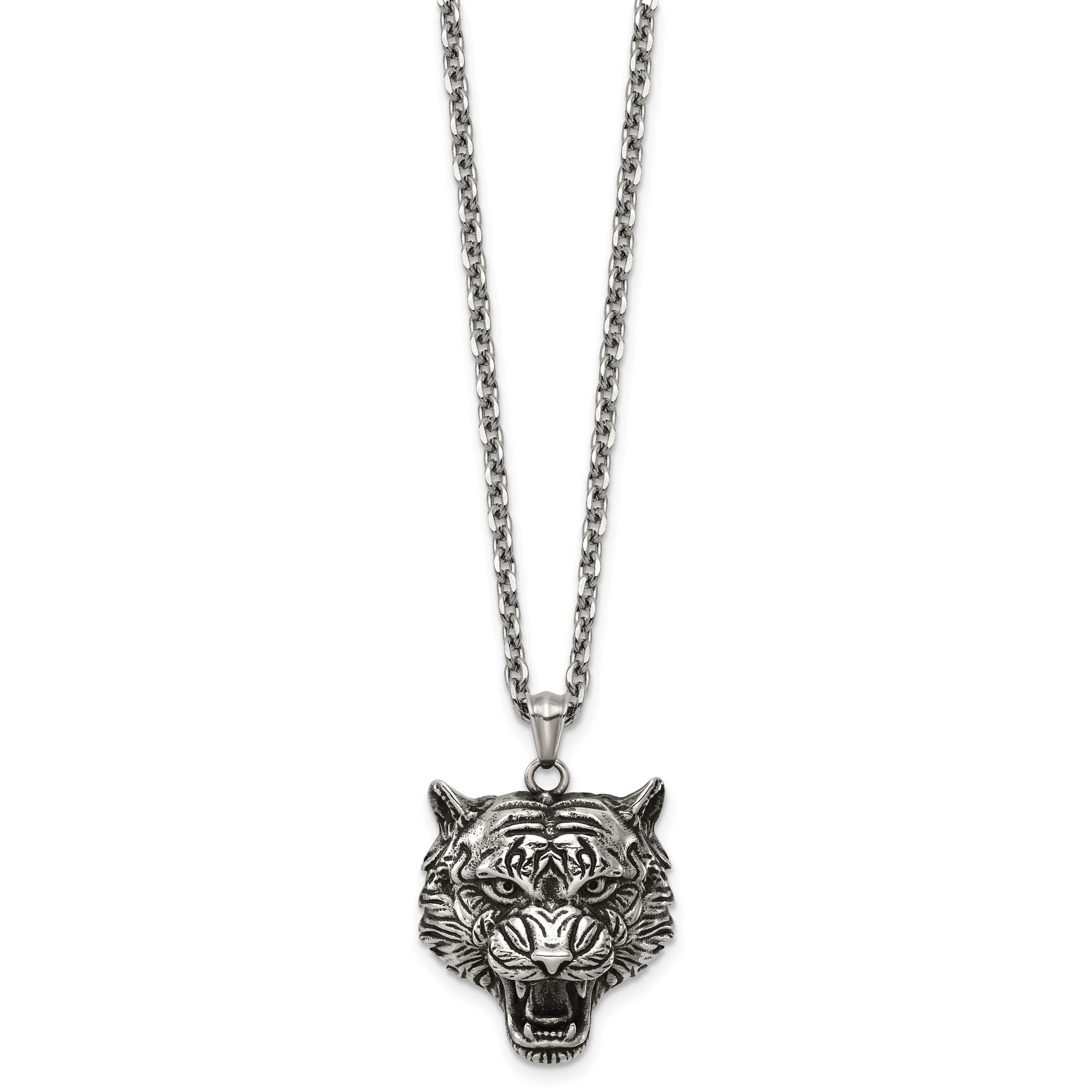Antiqued Stainless Steel Rolo Chain Necklace 3.2mm