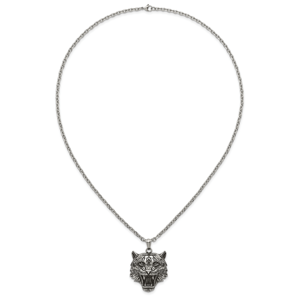 Antiqued Stainless Steel Rolo Chain Necklace 3.2mm