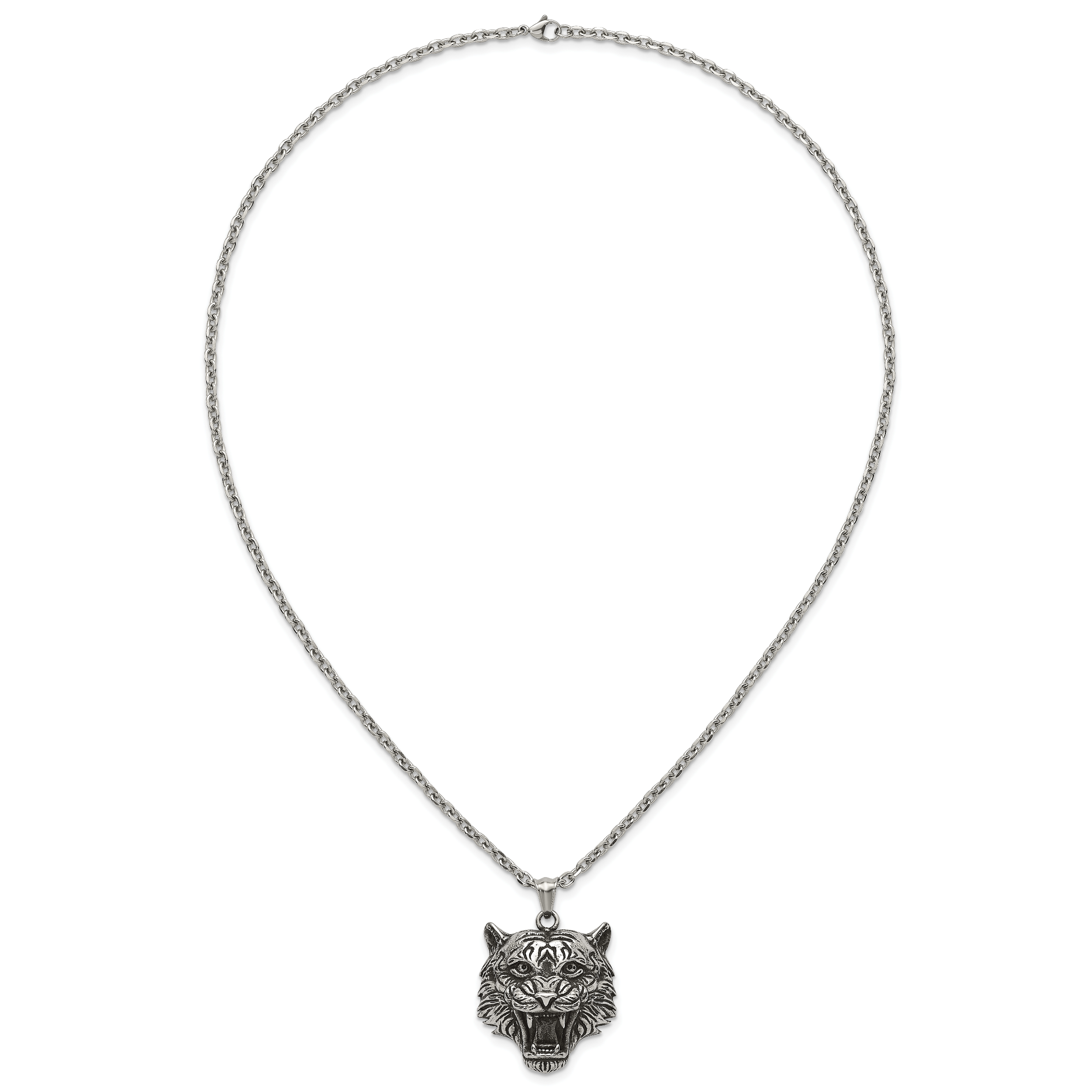 Antiqued Stainless Steel Rolo Chain Necklace 3.2mm