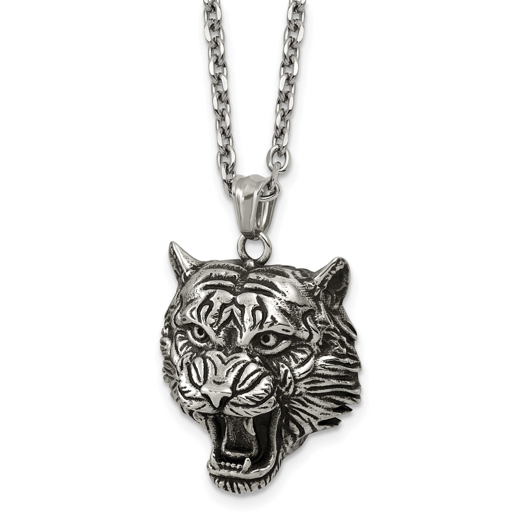 Antiqued Stainless Steel Rolo Chain Necklace 3.2mm