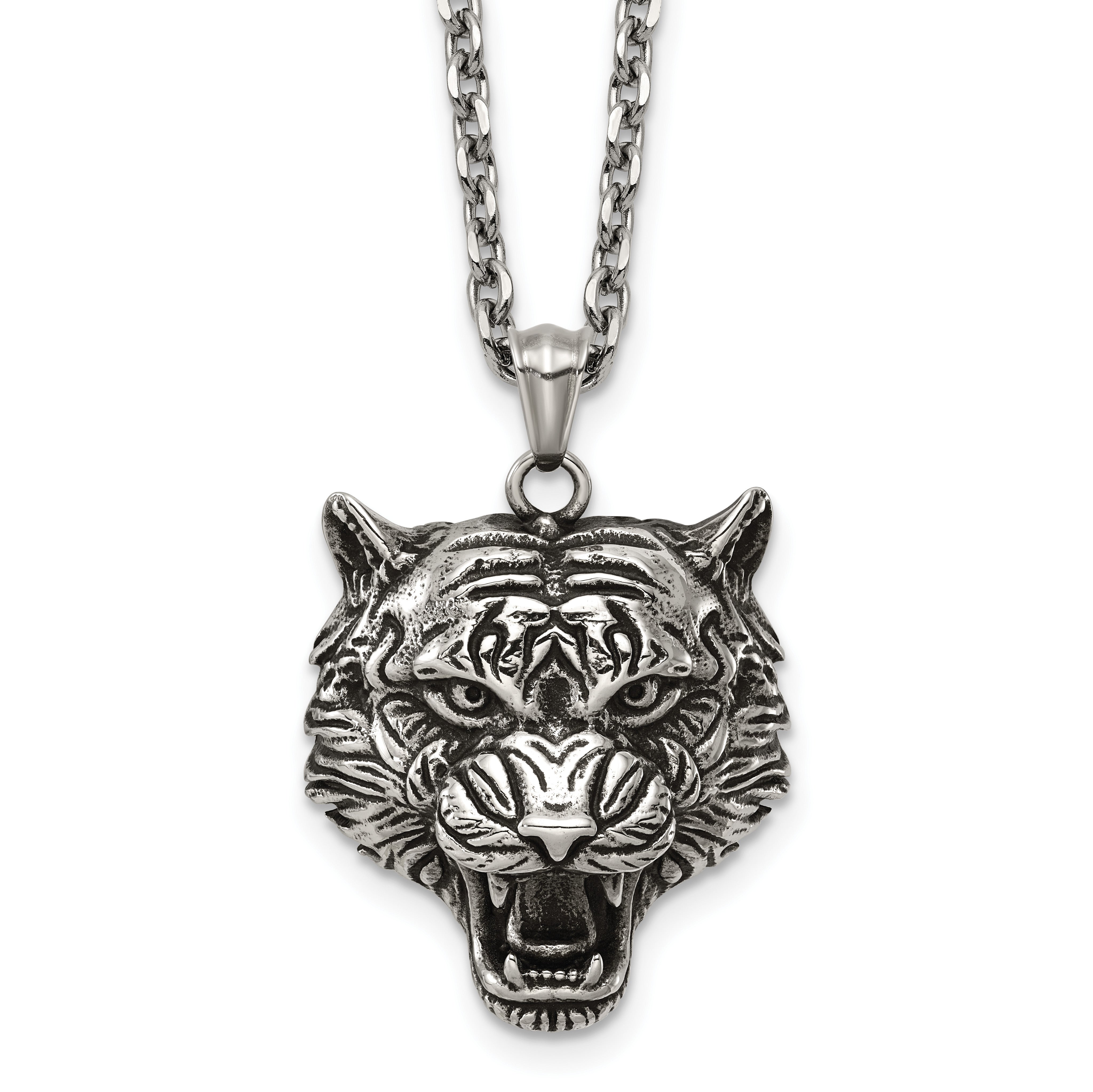 Antiqued Stainless Steel Rolo Chain Necklace 3.2mm Main image