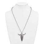 Antiqued Skull Stainless Steel Rolo Chain Necklace 3.2mm