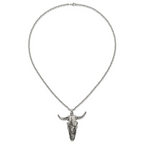 Antiqued Skull Stainless Steel Rolo Chain Necklace 3.2mm
