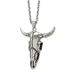 Antiqued Skull Stainless Steel Rolo Chain Necklace 3.2mm