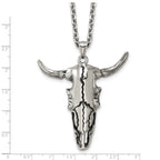 Antiqued Skull Stainless Steel Rolo Chain Necklace 3.2mm