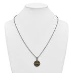 Gold-Tone Antiqued Compass Stainless Steel Cable Chain Necklace 3.6mm