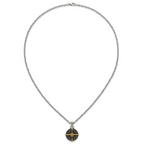 Gold-Tone Antiqued Compass Stainless Steel Cable Chain Necklace 3.6mm