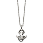 Antiqued Anchor Stainless Steel Cable Chain Necklace 3.6mm