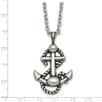 Antiqued Anchor Stainless Steel Cable Chain Necklace 3.6mm