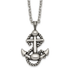 Antiqued Anchor Stainless Steel Cable Chain Necklace 3.6mm
