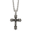 Antiqued Black Cubic Zirconia Cross Stainless Steel Cable Chain Necklace 3.6mm