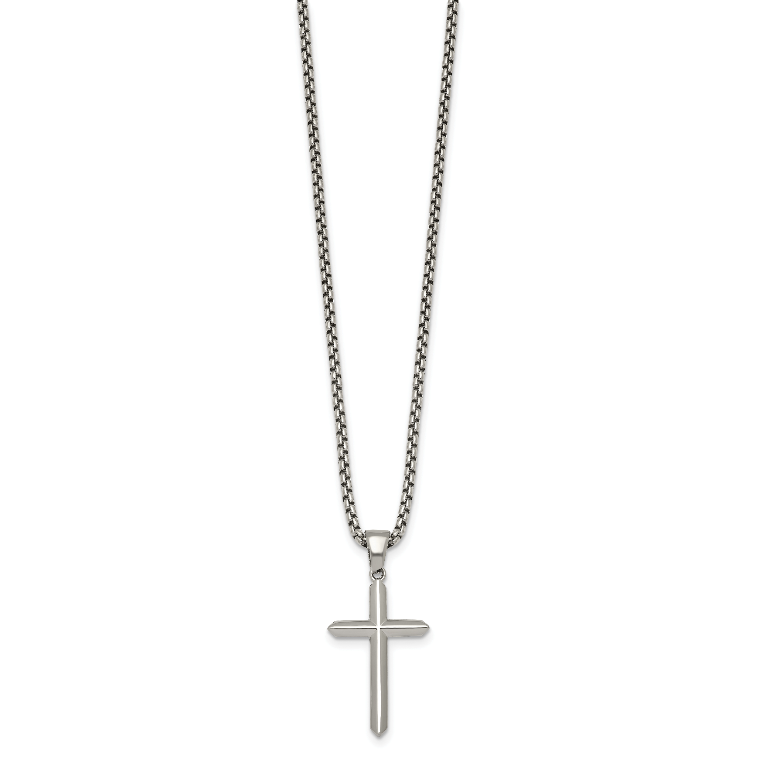 Polished Cross Stainless Steel Rolo Chain Necklace 2.1mm Secondary image