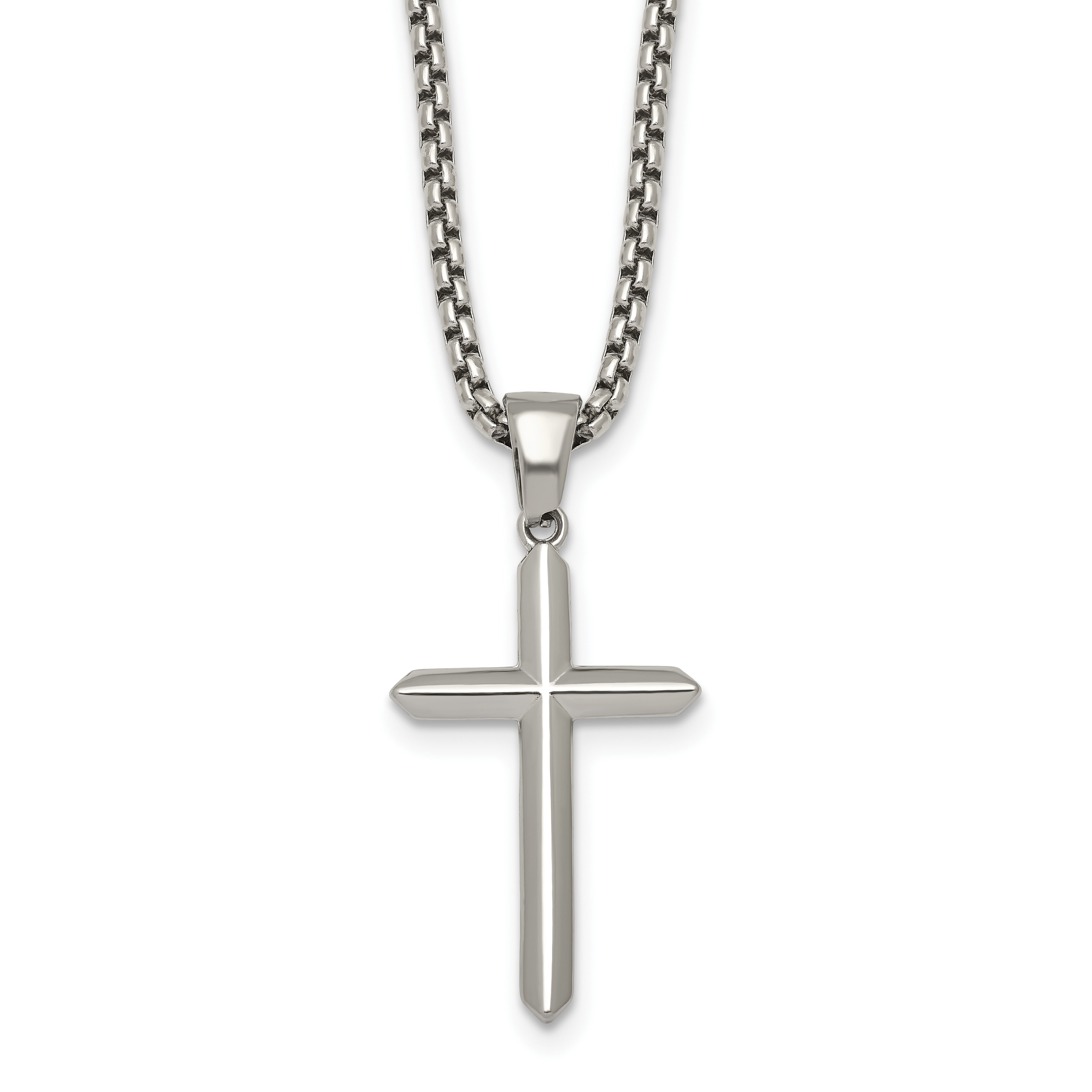 Polished Cross Stainless Steel Rolo Chain Necklace 2.1mm Main image