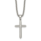 Polished Cross Stainless Steel Rolo Chain Necklace 2.1mm
