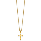 Gold-Tone Polished Cross Stainless Steel Cable Chain Necklace