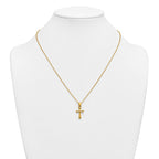 Gold-Tone Polished Cross Stainless Steel Cable Chain Necklace