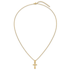 Gold-Tone Polished Cross Stainless Steel Cable Chain Necklace