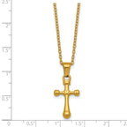 Gold-Tone Polished Cross Stainless Steel Cable Chain Necklace