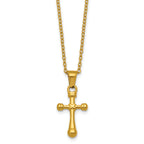 Gold-Tone Polished Cross Stainless Steel Cable Chain Necklace