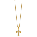 Gold-Tone Polished Cross Stainless Steel Cable Chain Necklace 20in