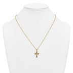 Gold-Tone Polished Cross Stainless Steel Cable Chain Necklace 20in
