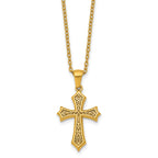Gold-Tone Polished Cross Stainless Steel Cable Chain Necklace 20in