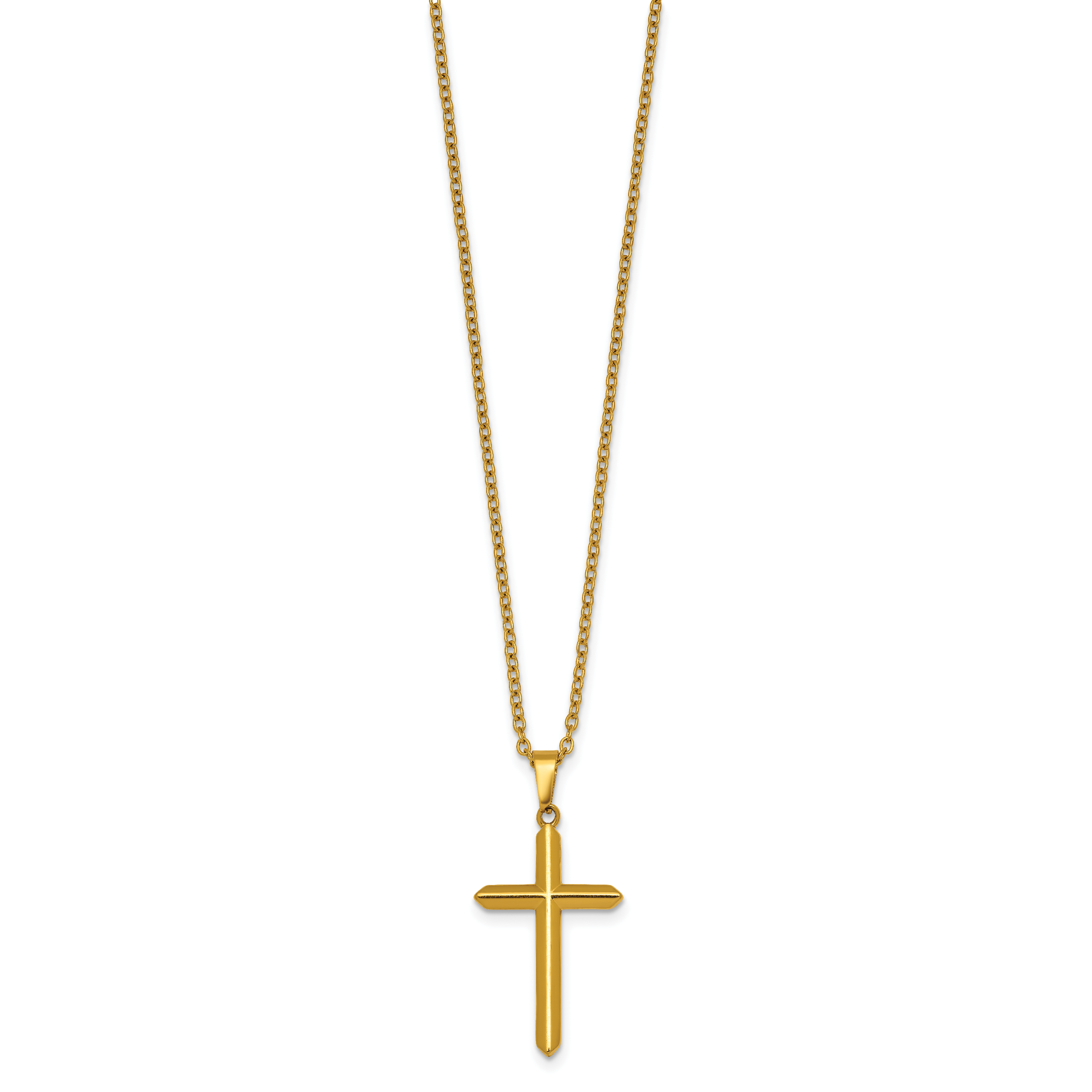 Gold-Tone Polished Cross Stainless Steel Cable Chain Necklace 24in Secondary image