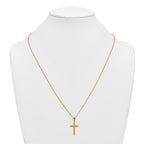 Gold-Tone Polished Cross Stainless Steel Cable Chain Necklace 24in