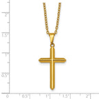 Gold-Tone Polished Cross Stainless Steel Cable Chain Necklace 24in