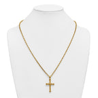 Gold-Tone Polished Cross Stainless Steel Cable Chain Necklace 3.65mm