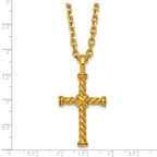 Gold-Tone Polished Cross Stainless Steel Cable Chain Necklace 3.65mm