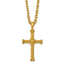 Gold-Tone Polished Cross Stainless Steel Cable Chain Necklace 3.65mm