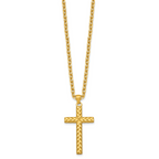 Gold-Tone Polished Cross Stainless Steel Cable Chain Necklace 3.6mm