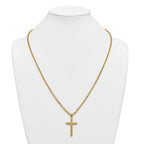 Gold-Tone Polished Cross Stainless Steel Cable Chain Necklace 3.6mm